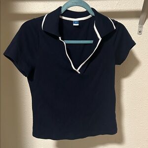 Old Navy Navy Blue Top with White Trim
